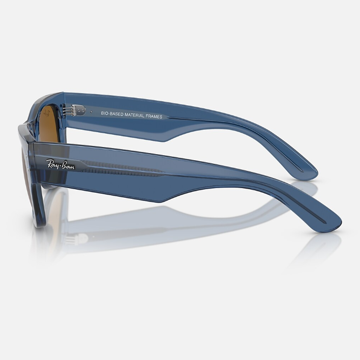 Ray Ban Men Square Frame Polished Transparent Blue Sunglasses