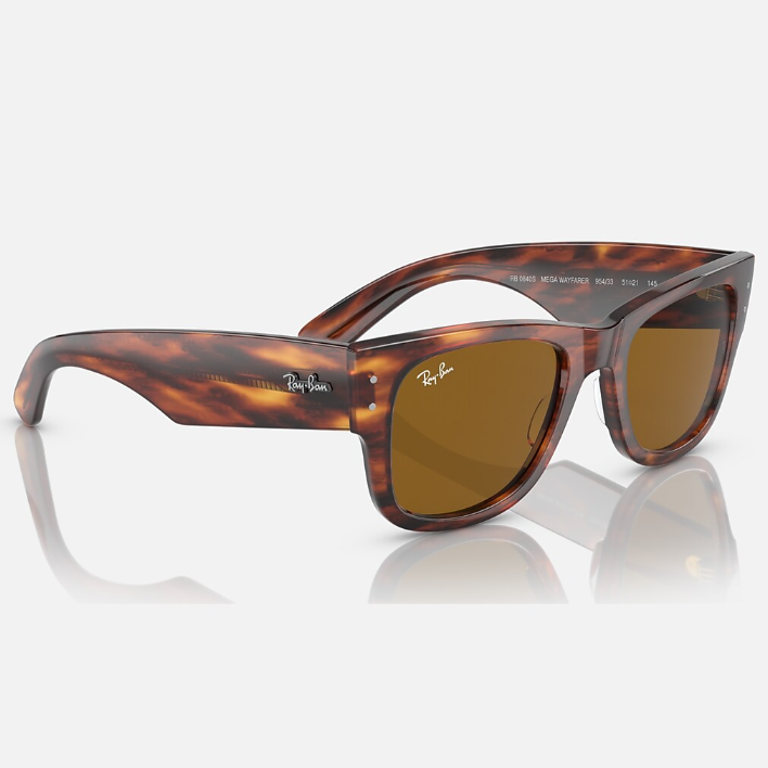 Ray Ban Men Square Frame Striped Havana Sunglasses