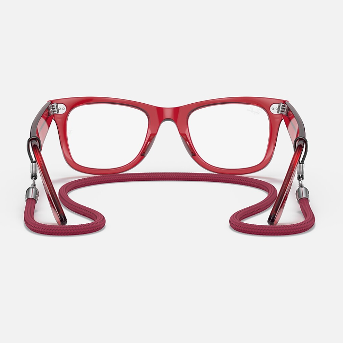 Ray Ban Men Square  Frame Polished Transparent Red Sunglasses