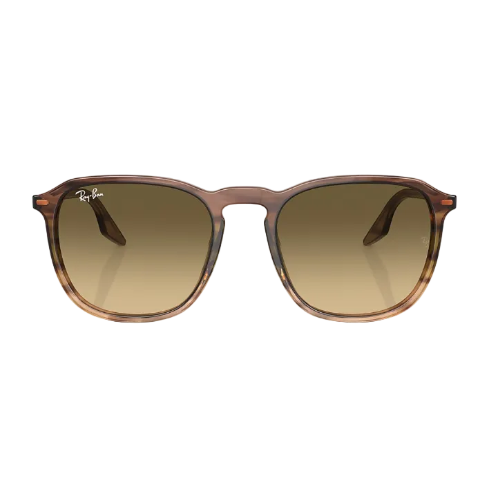 Ray Ban Women Square Frame Striped Brown & Green Sunglasses