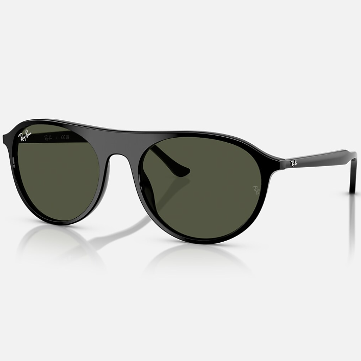 Ray Ban Men Square Frame Leather Black Sunglasses