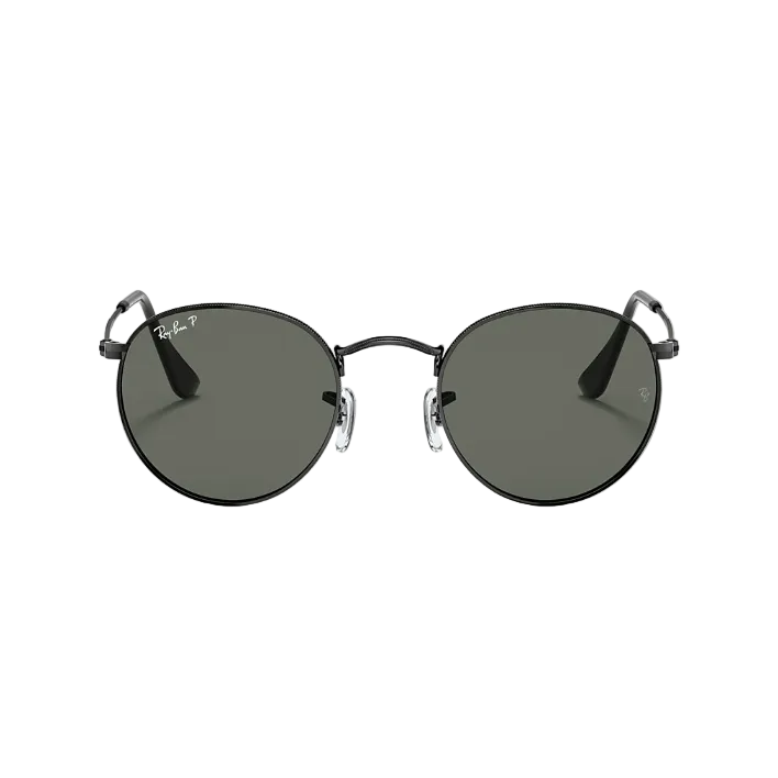 Ray Ban Men Round Frame Caviar Black Sunglasses