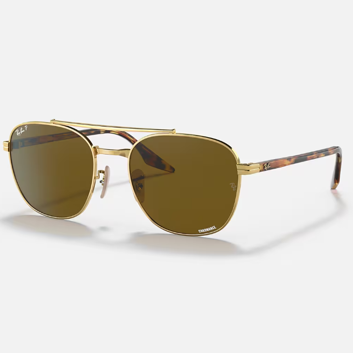 Ray Ban Men Square Frame Classic Gold Sunglasses