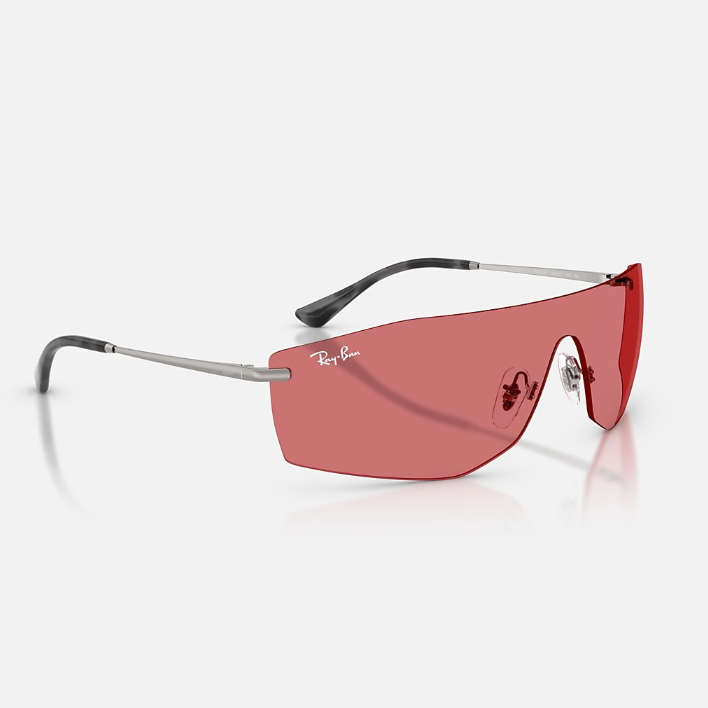Ray Ban Men Irregular Frame Polished Shiny Gunmetal Sunglasses