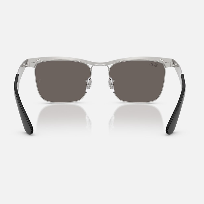 Ray Ban Men Square Frame Matte Sandblasted Silver Sunglasses