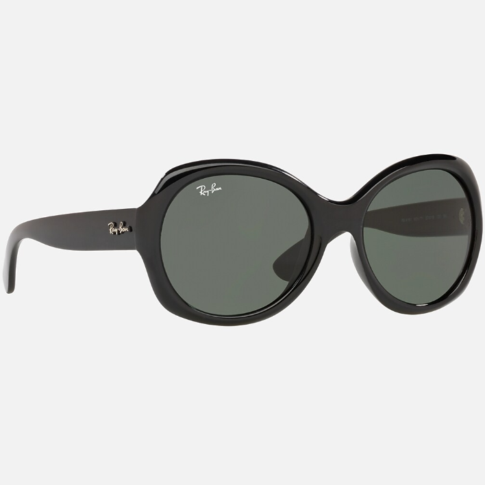 Ray Ban Men Round Frame Leather Black Sunglasses