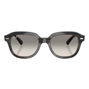 Ray Ban Men Square Frame Polished Striped Grey Sunglasses
