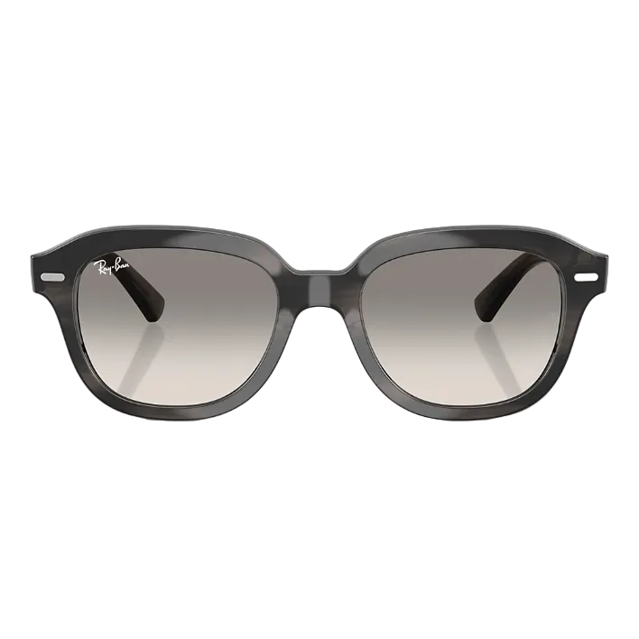 Ray Ban Men Square Frame Polished Striped Grey Sunglasses