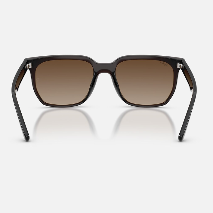 Ray Ban Men Square Frame Polished Transparent Dark Brown Sunglasses