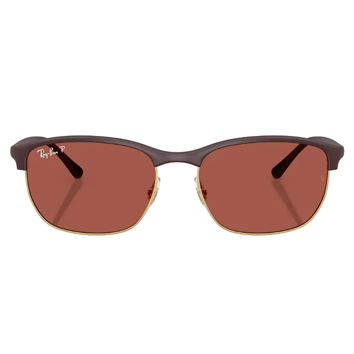 Ray Ban Men Square Frame Matte Sand Violet Sunglasses
