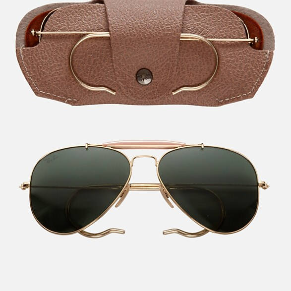 Ray Ban Men Pilot Frame Glitter Gold Sunglasses