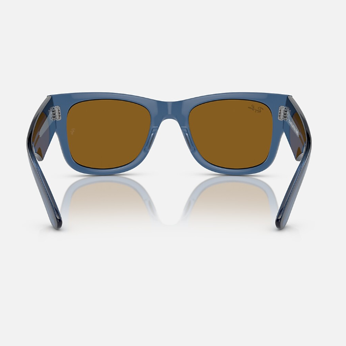 Ray Ban Men Square Frame Polished Transparent Blue Sunglasses