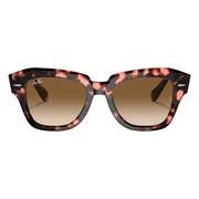 Ray Ban Men Square Frame Polished Pink Havana Sunglasses