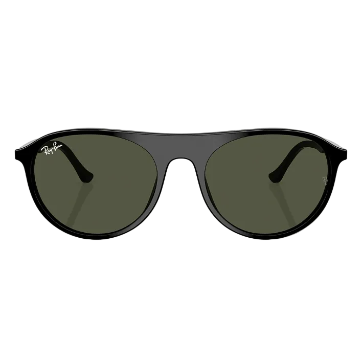 Ray Ban Men Square Frame Leather Black Sunglasses