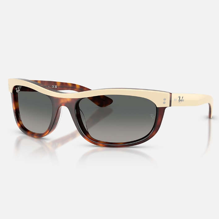 Ray Ban Women Rectangle Frame Polished Beige Havana Sunglasses
