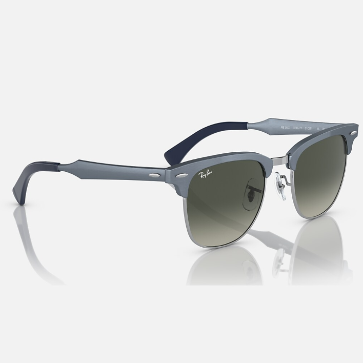 Ray Ban Women Square Frame Matte Blue On Silver Sunglasses