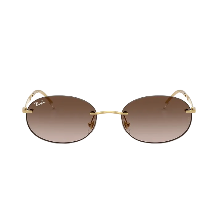 Ray Ban Men Oval Frame Glitter Gold Sunglasses