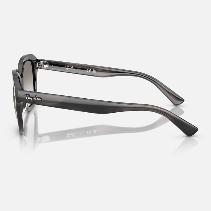 Ray Ban Men Square Frame Polished Striped Grey Sunglasses