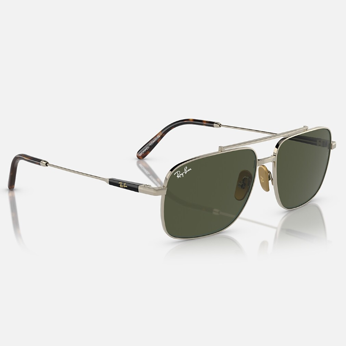 Ray Ban Men Pillow Frame Shiny Matte Gold Sunglasses
