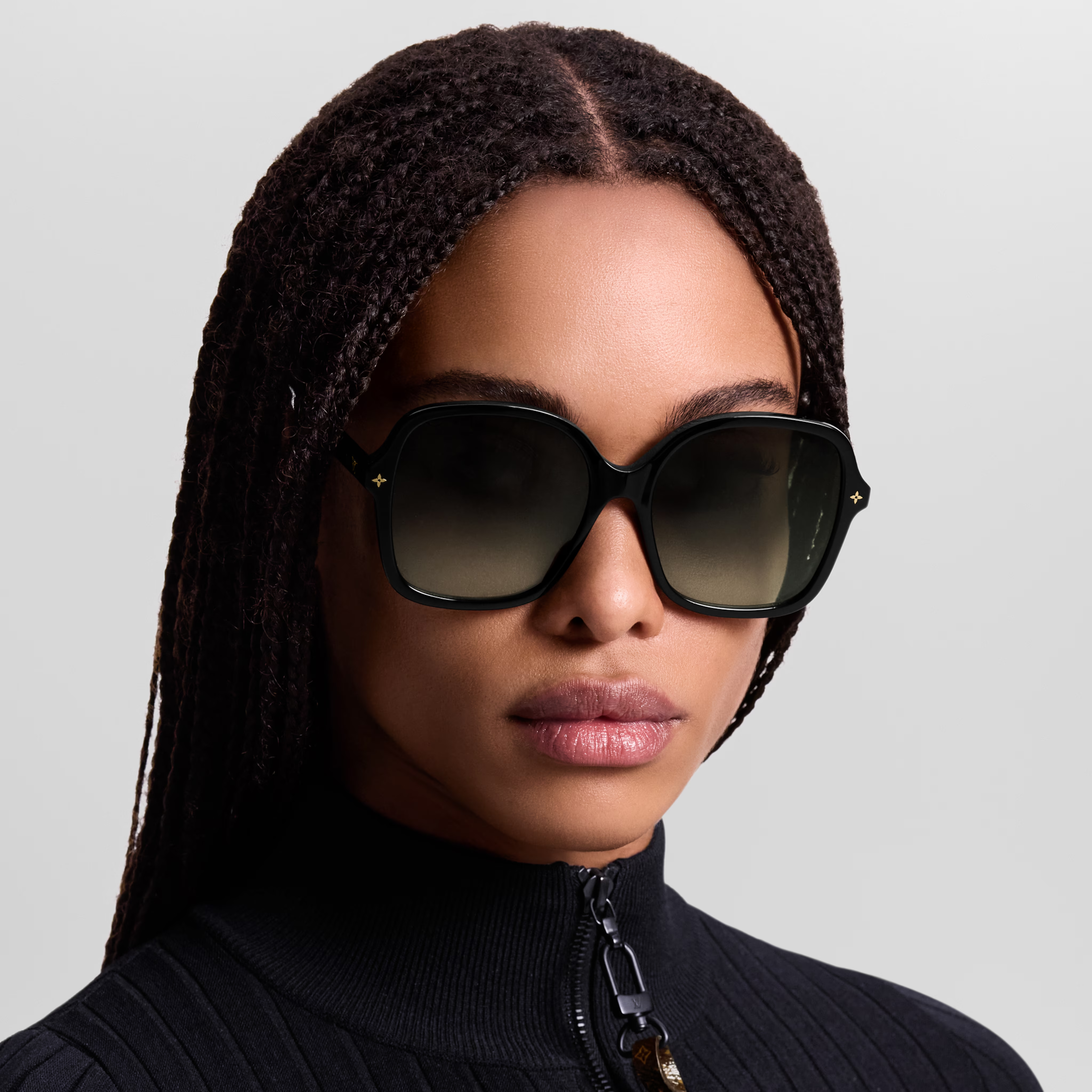 Louis Vuitton Women Square Frame Slate Black Sunglasses