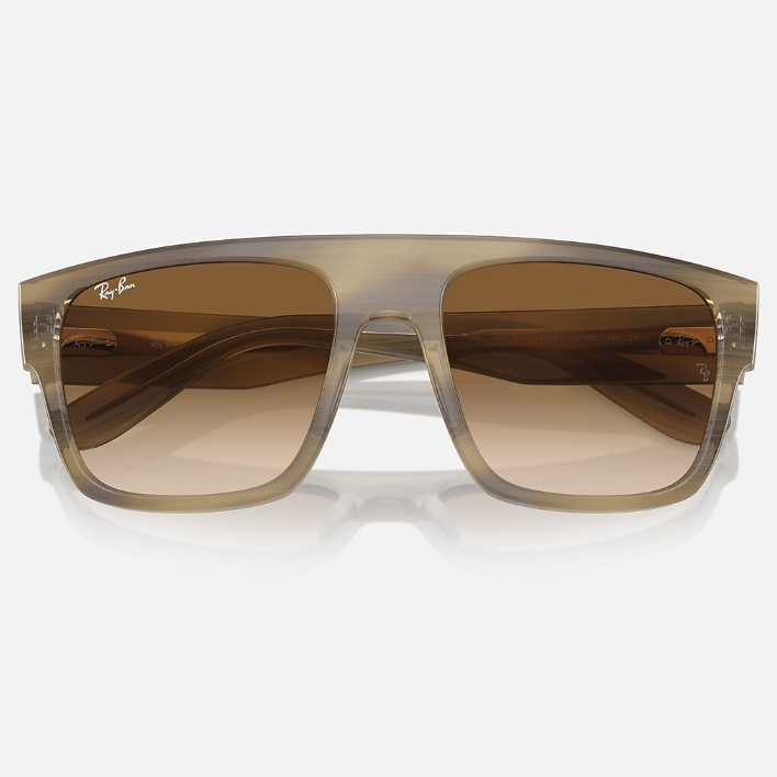 Ray Ban Men Pillow Frame Polished Striped Green Sunglasses