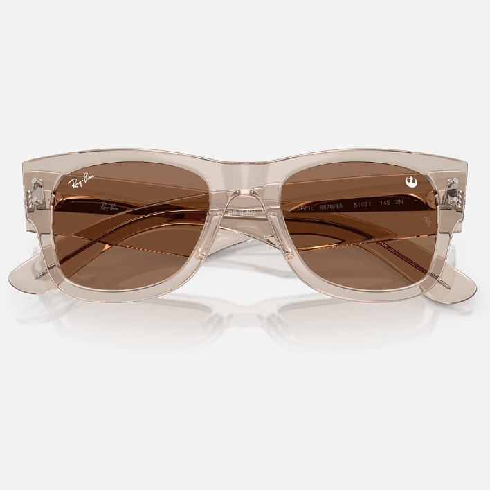 Ray Ban Women Square Frame Transparent Light Brown Sunglasses