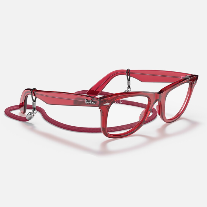 Ray Ban Men Square  Frame Polished Transparent Red Sunglasses