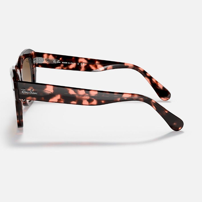Ray Ban Men Square Frame Polished Pink Havana Sunglasses