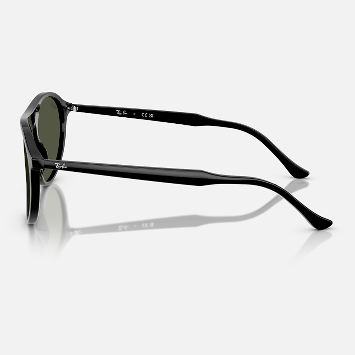 Ray Ban Men Square Frame Leather Black Sunglasses