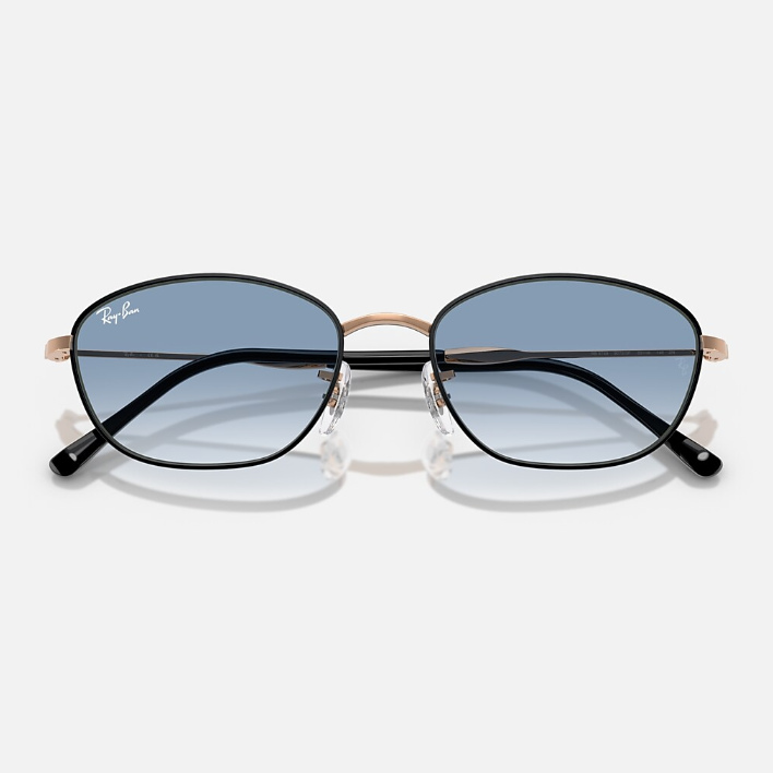 Ray Ban Women Irregular Frame Polished Black On Rosegold Sunglasses