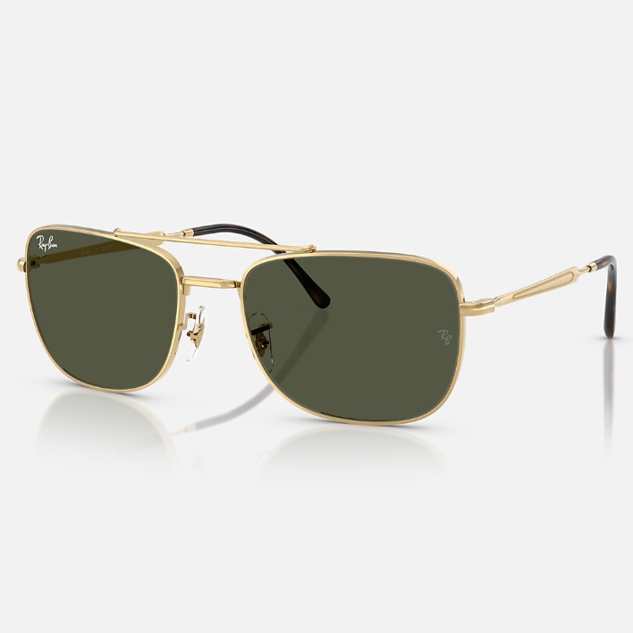 Ray Ban Men Rectangle Frame Shimmer Gold Sunglasses