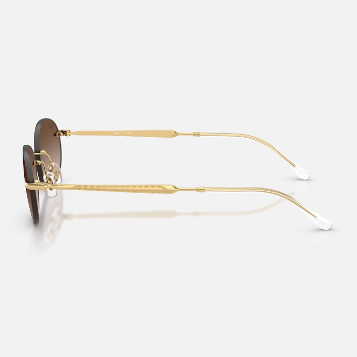 Ray Ban Men Oval Frame Glitter Gold Sunglasses