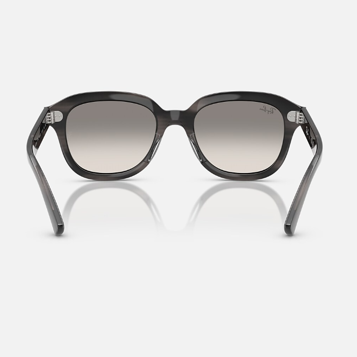 Ray Ban Men Square Frame Polished Striped Grey Sunglasses