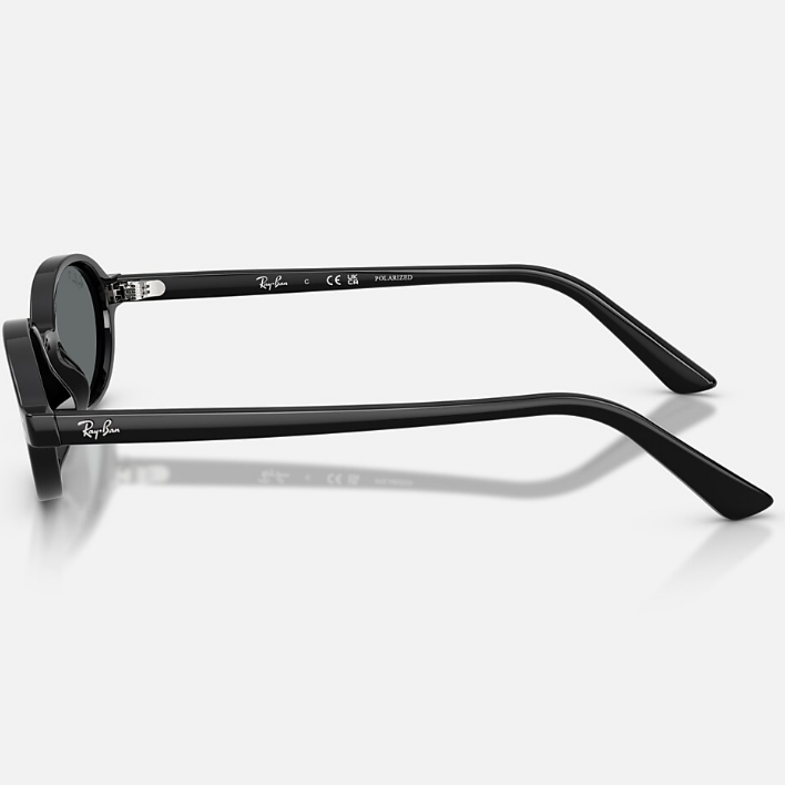 Ray Ban Men Oval Frame Polished Black Sunglasses