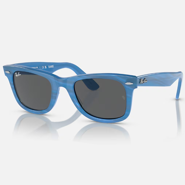 Ray Ban Women Square Frame Polished Photo Striped Blue Sunglasses