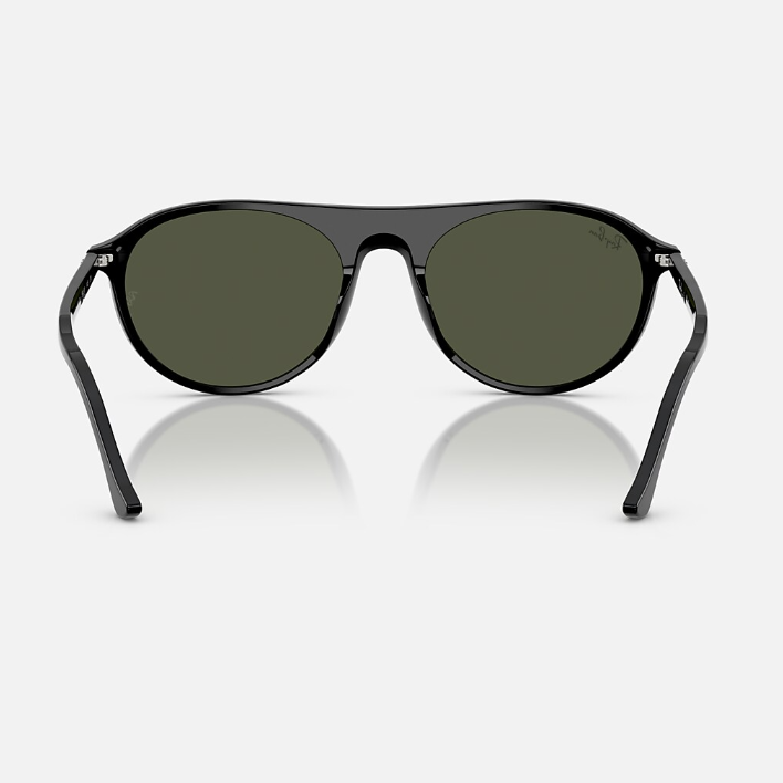Ray Ban Men Square Frame Leather Black Sunglasses