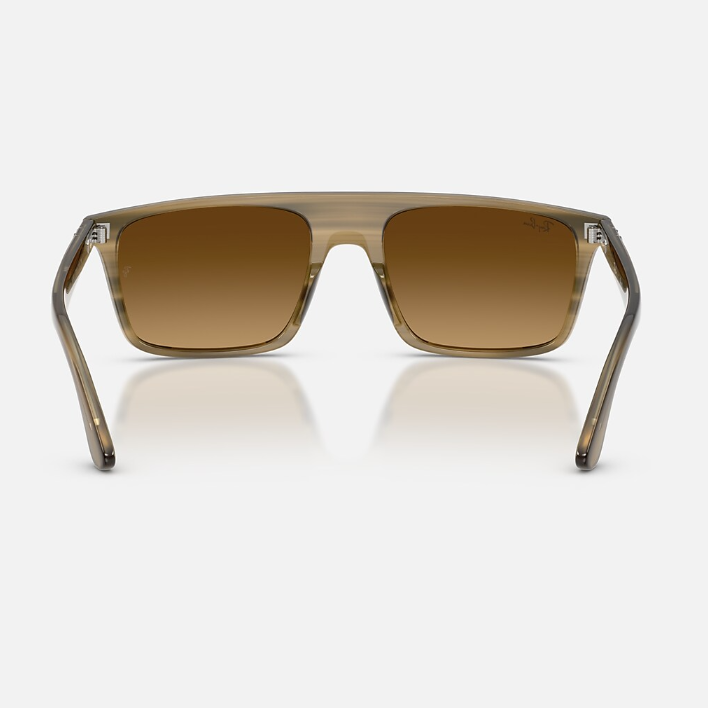 Ray Ban Women Square Frame Polished Striped Green Sunglasses