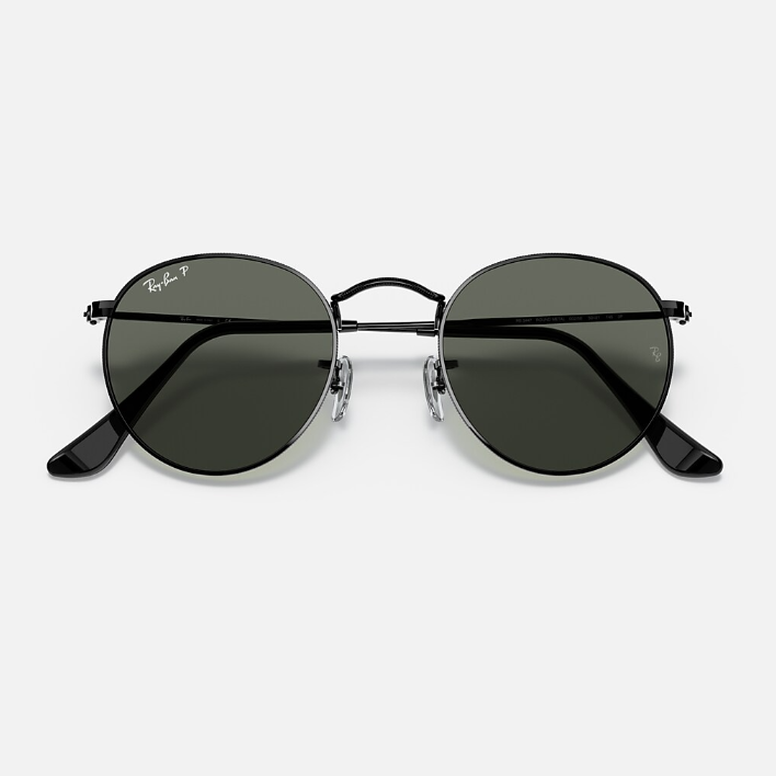 Ray Ban Men Round Frame Caviar Black Sunglasses