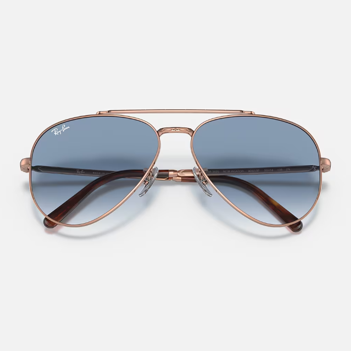 Ray Ban Women Pilot Frame Polished Rose Gold Sunglasses