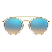 Ray Ban Men Round Frame Polished Shiny Gold Sunglasses
