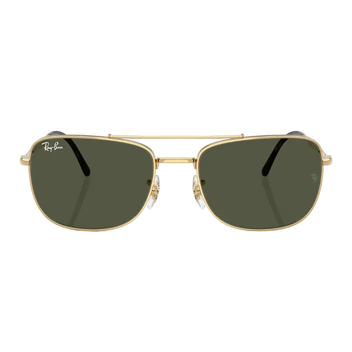 Ray Ban Men Rectangle Frame Shimmer Gold Sunglasses