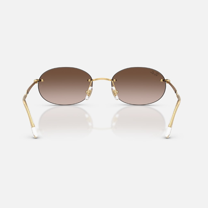 Ray Ban Men Oval Frame Glitter Gold Sunglasses