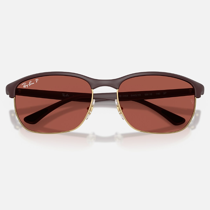 Ray Ban Men Square Frame Matte Sand Violet Sunglasses