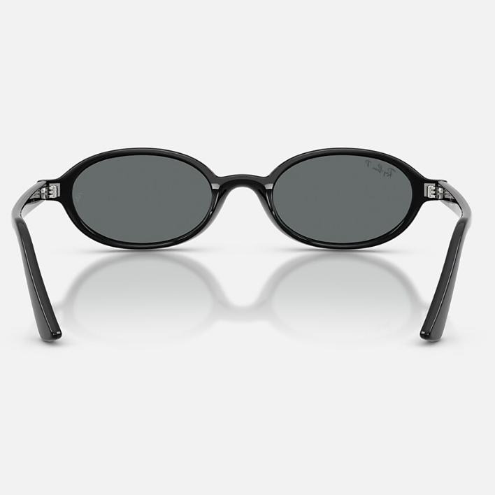 Ray Ban Men Oval Frame Polished Black Sunglasses