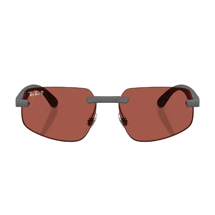 Ray Ban Men Irregular Frame Matte Sand Grey Sunglasses