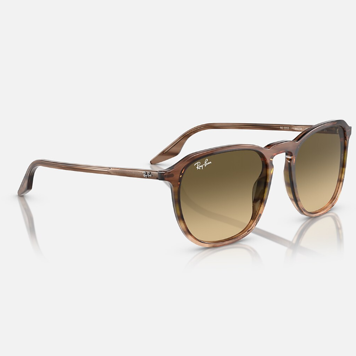 Ray Ban Women Square Frame Striped Brown & Green Sunglasses