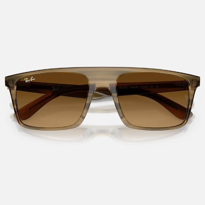 Ray Ban Women Square Frame Polished Striped Green Sunglasses