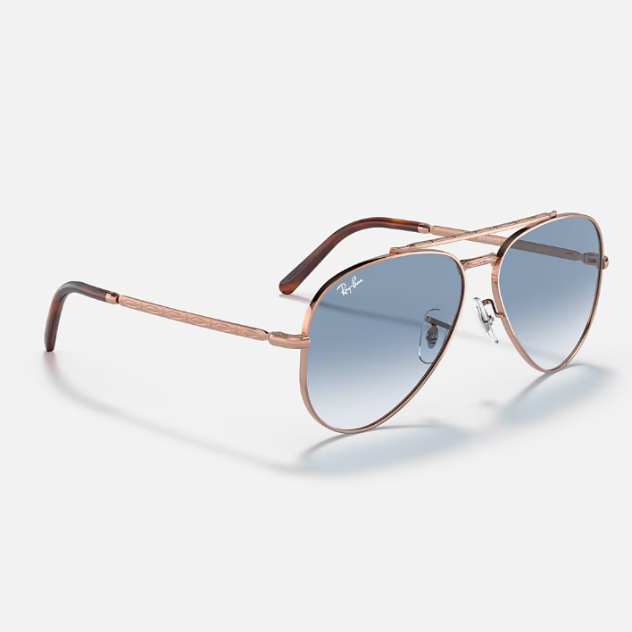 Ray Ban Women Pilot Frame Polished Rose Gold Sunglasses