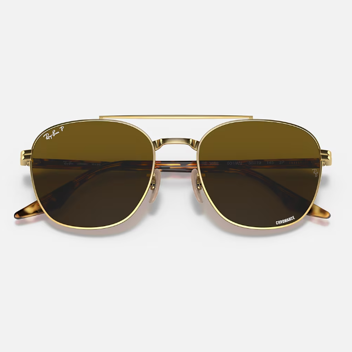 Ray Ban Men Square Frame Classic Gold Sunglasses