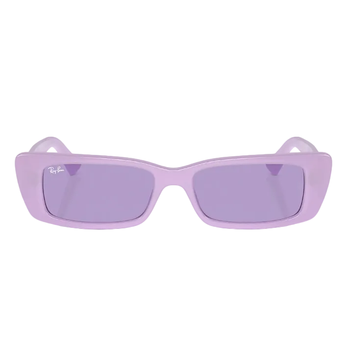 Ray Ban Men Rectangle Frame Polished Lilac Sunglasses